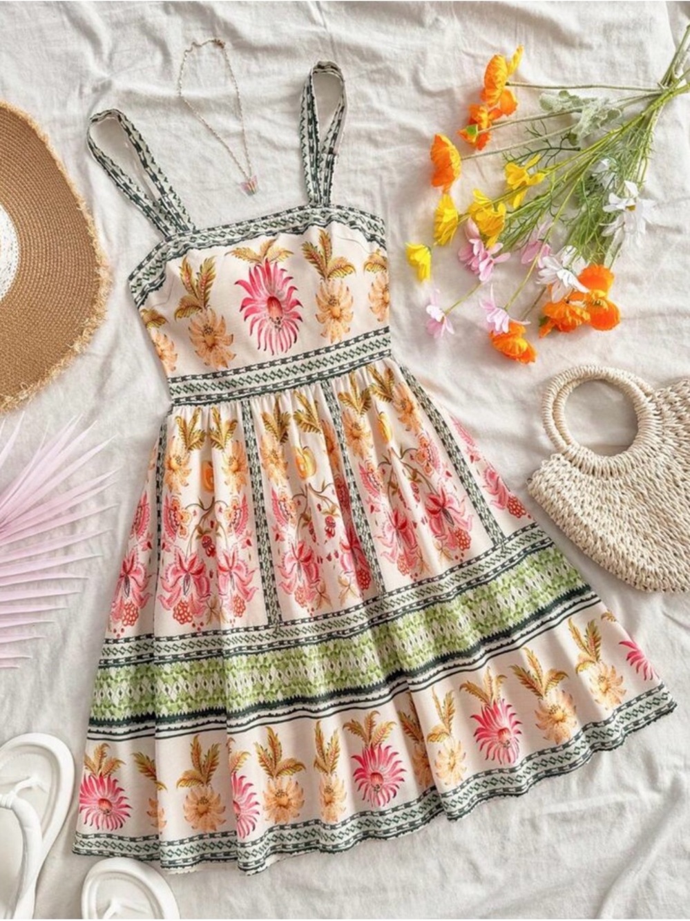 WORN ONCE Floral Boho Sundress MEDIUM